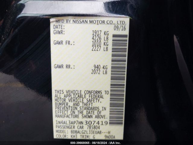 1N4AL3AP7HN307419 Nissan Altima 2.5 S