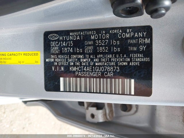 Hyundai ACCENT SE 2016 KMHCT4AE1GU078873 Image 9