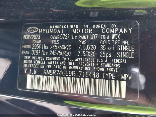 KM8R74GE9RU718448 Hyundai Palisade Calligraphy
