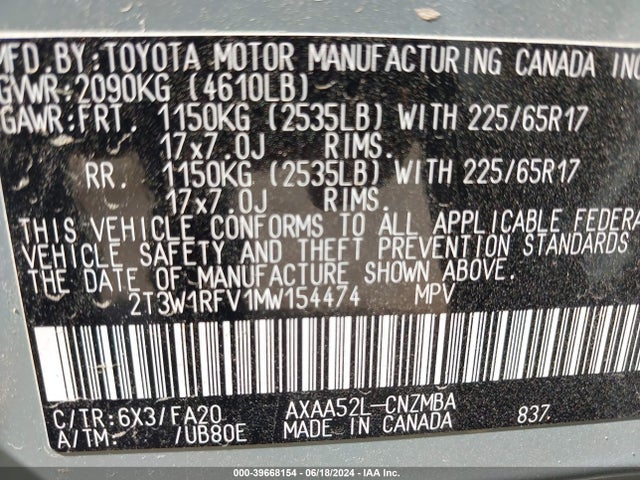 Toyota Rav4 Xle 2021 2T3W1RFV1MW154474 Image 9