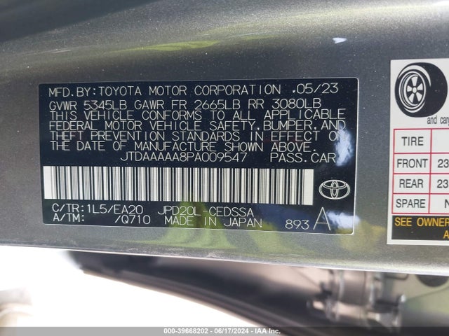 Toyota Mirai Xle 2023 JTDAAAAA8PA009547 Image 8