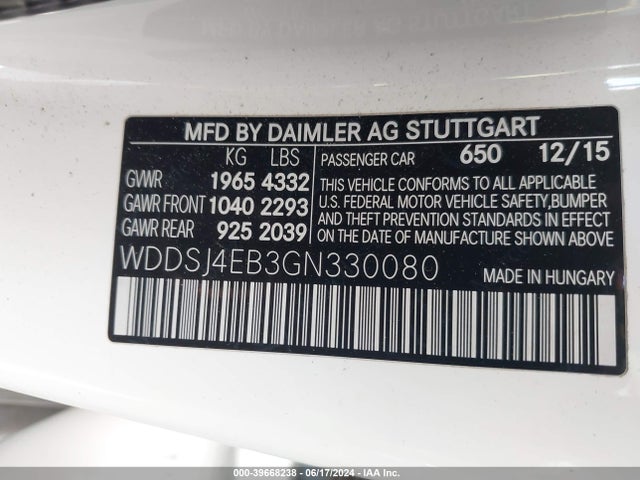 Mercedes-Benz CLA 250 2016 WDDSJ4EB3GN330080 Image 9