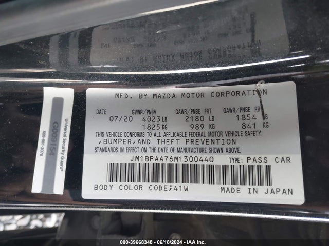 JM1BPAA76M1300440 Mazda Mazda3 2.0