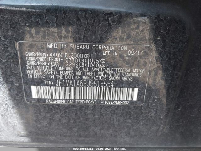 JF1VA1A69J9815554 Subaru WRX