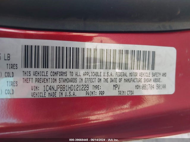1C4NJPBB1HD121229 Jeep Patriot Sport Fwd