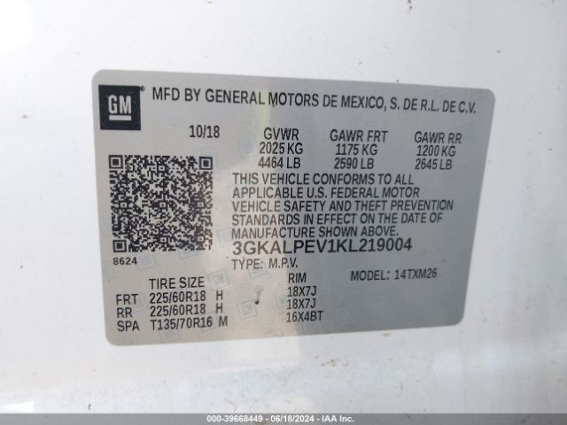 3GKALPEV1KL219004 GMC Terrain Slt