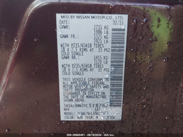 5N1AL0MN2FC518762 Infiniti QX60