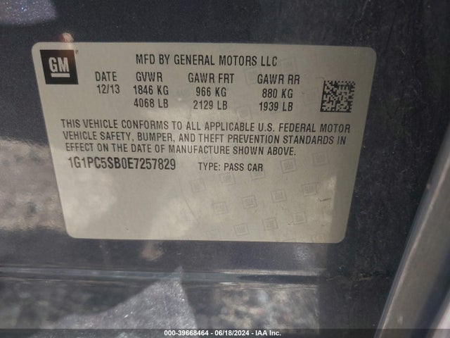 Chevrolet Cruze 1lt Auto 2014 1G1PC5SB0E7257829 Image 9