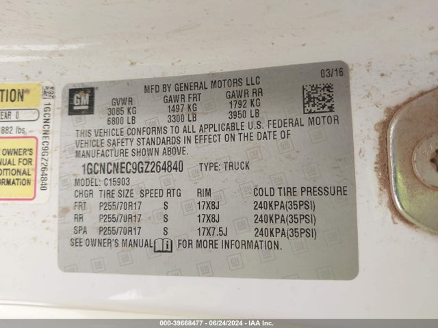 Chevrolet Silverado 1500 Wt 2016 1GCNCNEC9GZ264840 Image 9