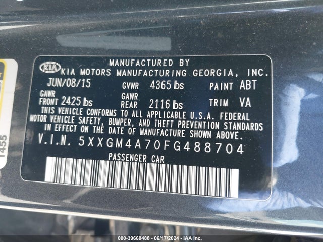 KIA Optima Lx 2015 5XXGM4A70FG488704 Image 9