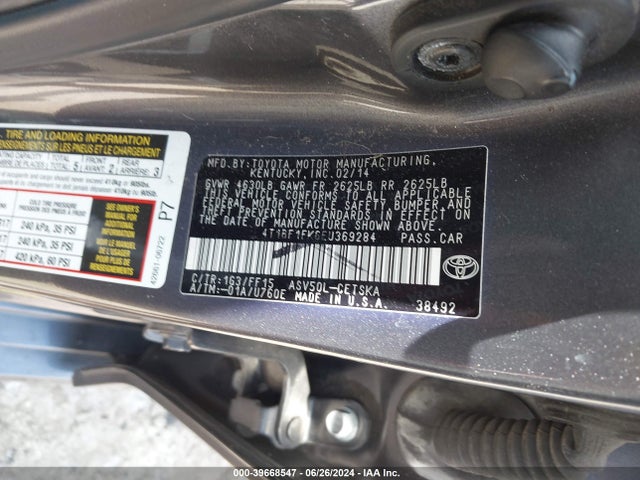 Toyota CAMRY SE 2014 4T1BF1FK6EU369284 Image 13