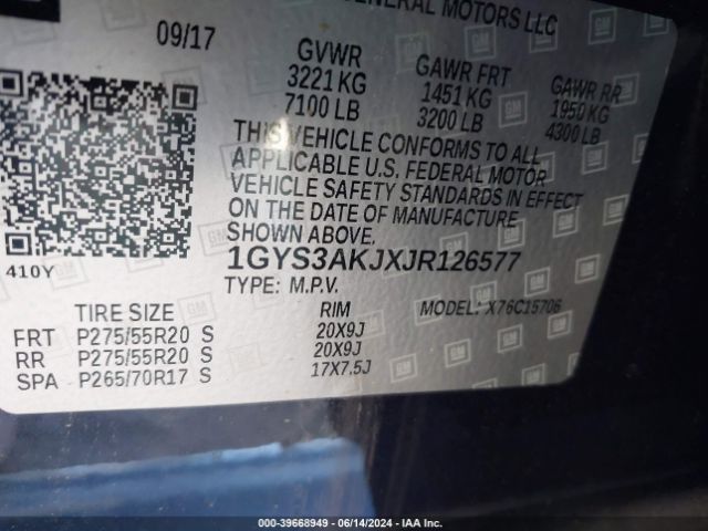 1GYS3AKJXJR126577 Cadillac Escalade Standard