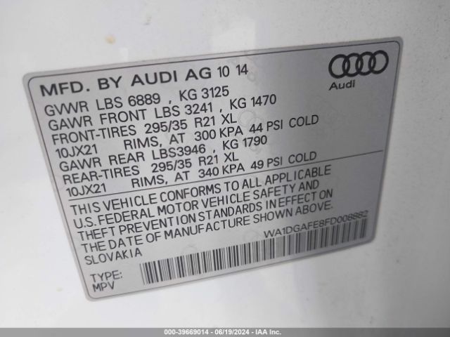 WA1DGAFE8FD008882 Audi Q7 3.0t S Line Prestige