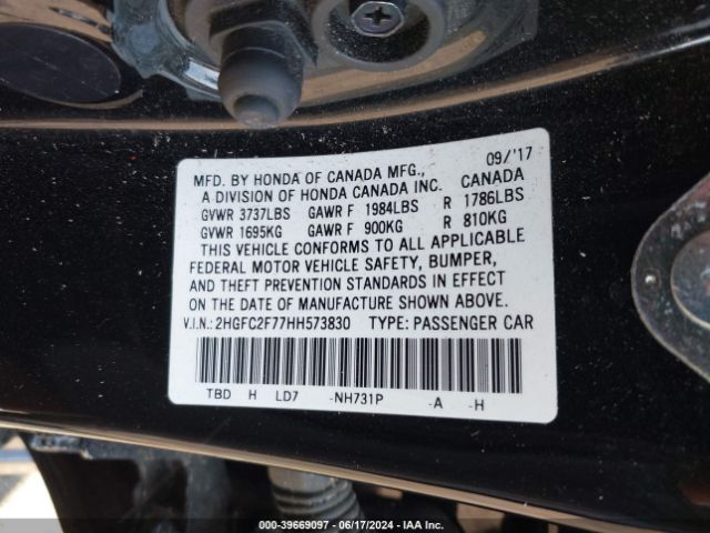 2HGFC2F77HH573830 Honda CIVIC EX