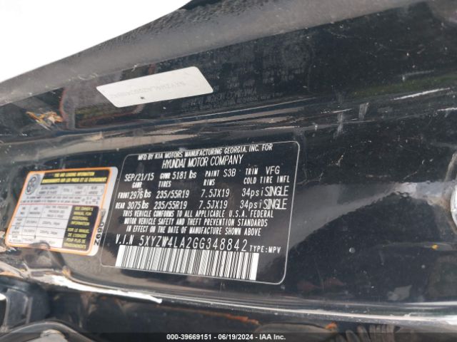 5XYZW4LA2GG348842 Hyundai Santa Fe Sport 2.0l Turbo