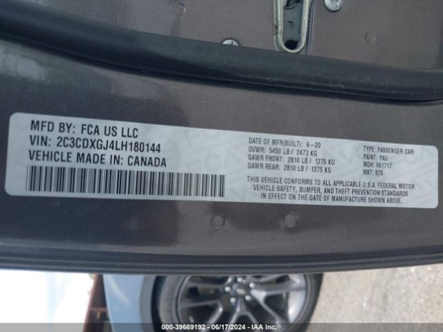 2C3CDXGJ4LH180144 Dodge Charger Scat Pack Rwd