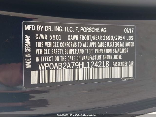 WP0AB2A79HL124218 Porsche Panamera 4s