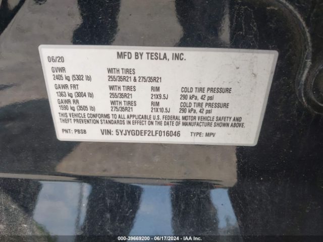 5YJYGDEF2LF016046 Tesla Model Y Long Range Dual Motor All-wheel Drive/performance Dual Motor All-wheel Drive