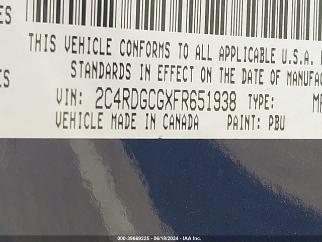 Dodge Grand Caravan Sxt Plus 2015 2C4RDGCGXFR651938 Image 9