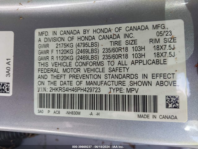 Honda Cr-v Ex Awd 2023 2HKRS4H46PH429723 Image 9