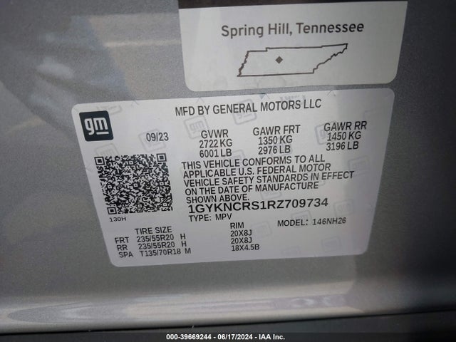 1GYKNCRS1RZ709734 Cadillac Xt5 Fwd Premium Luxury