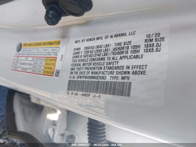 Honda Pilot Awd Ex-l 2021 5FNYF6H59MB029363 Image 9