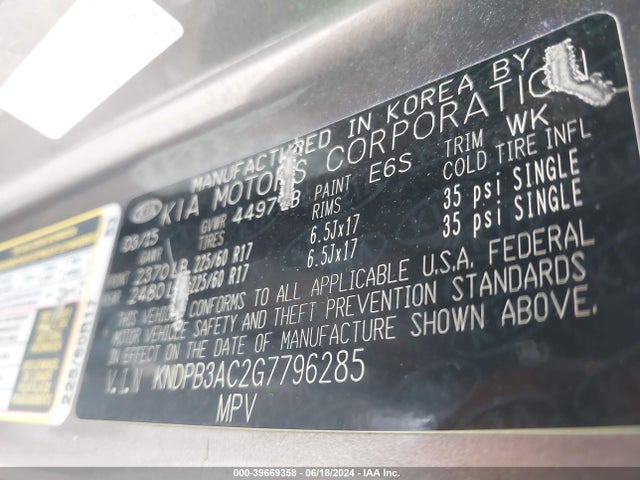 KIA Sportage Lx 2016 KNDPB3AC2G7796285 Image 9