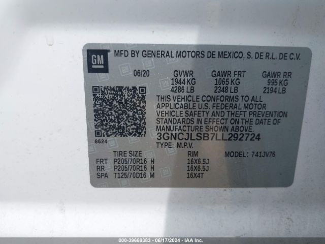 2020 CHEVROLET TRAX 3GNCJLSB7LL292724 Photo 8