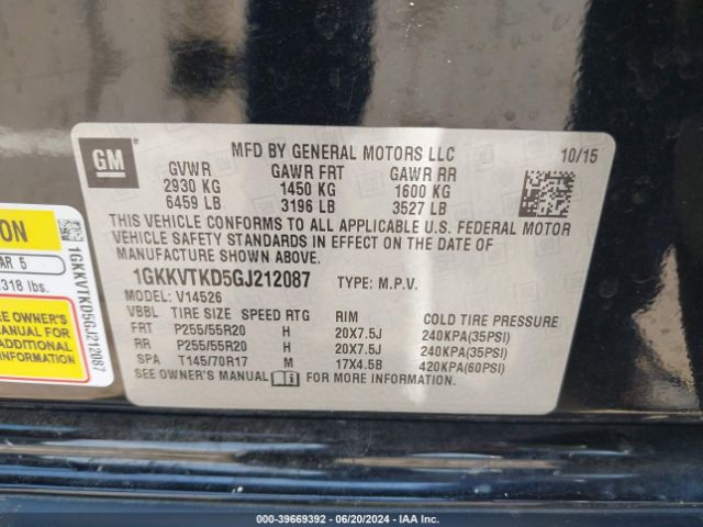 1GKKVTKD5GJ212087 GMC Acadia Denali