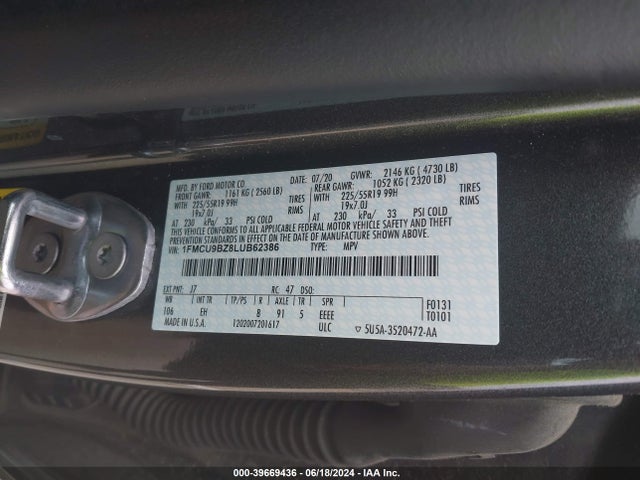 1FMCU9BZ8LUB62386 Ford Escape Se Sport Hybrid