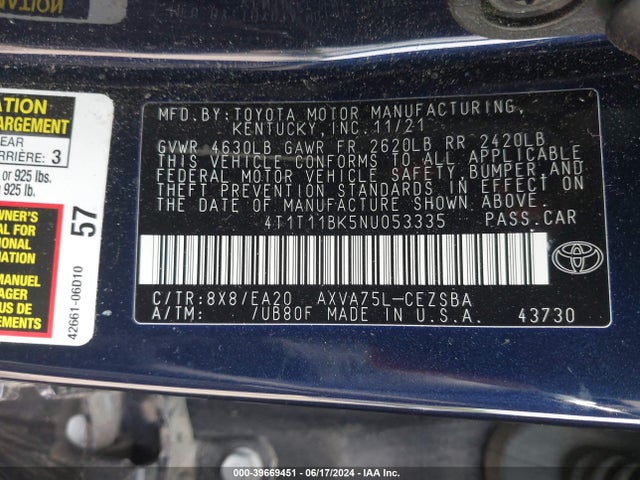 Toyota Camry Se Awd 2022 4T1T11BK5NU053335 Image 9
