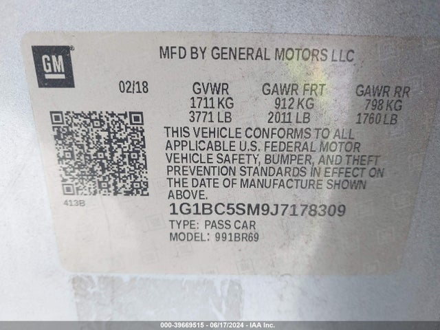 Chevrolet Cruze Ls Auto 2018 1G1BC5SM9J7178309 Image 9