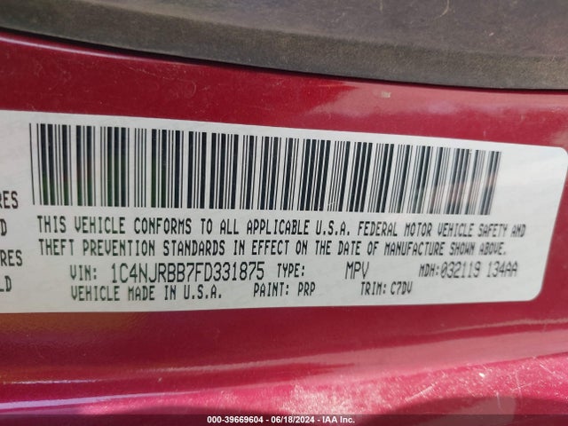 Jeep Patriot Sport 2015 1C4NJRBB7FD331875 Image 9