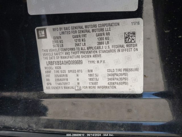 LRBFXBSA0HD089689 Buick Envision Essence
