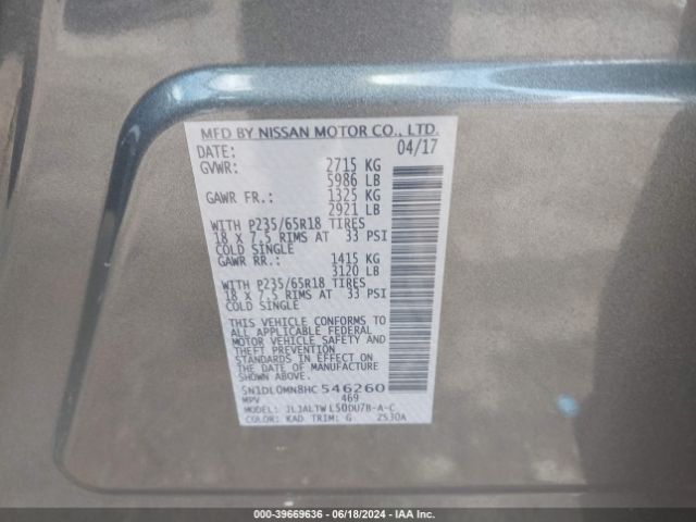 5N1DL0MN8HC546260 Infiniti QX60
