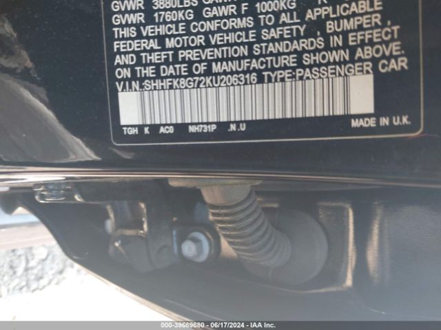 SHHFK8G72KU206316 Honda Civic Type R Touring