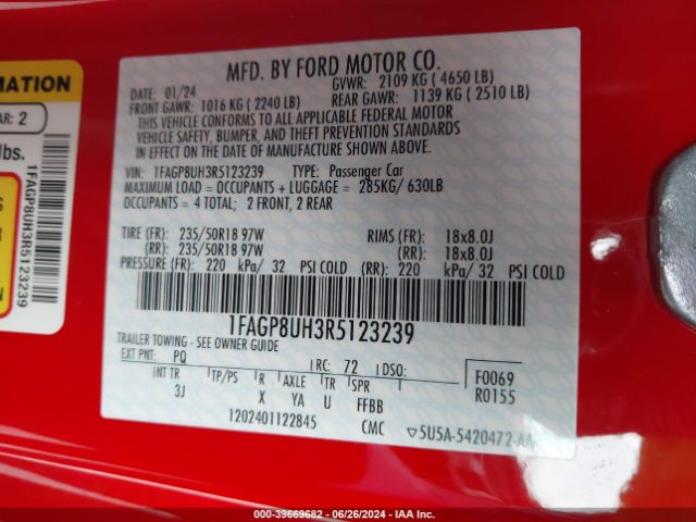 1FAGP8UH3R5123239 Ford Mustang Ecoboost Premium