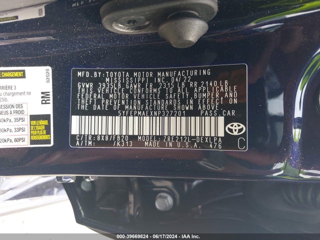 Toyota COROLLA LE 2022 5YFEPMAEXNP327201 Image 9