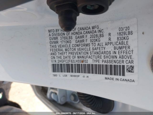 2HGFC2F82LH550702 Honda Civic Sport