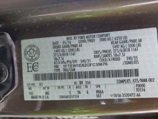 Ford F-150 Xlt 2016 1FTEW1E82GFC35676 Image 9