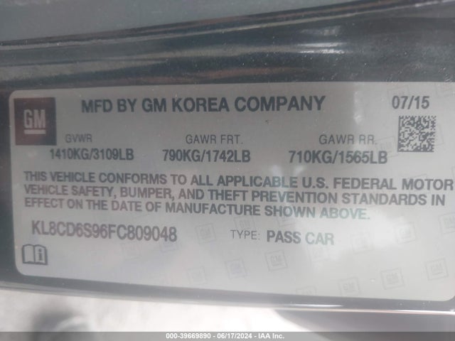 Chevrolet Spark 1lt Cvt 2015 KL8CD6S96FC809048 Image 9