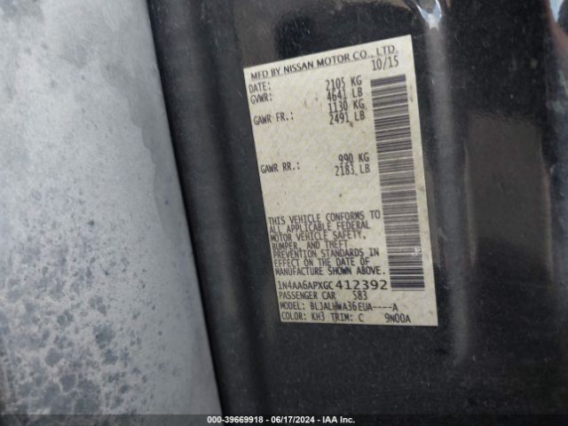 1N4AA6APXGC412392 Nissan Maxima 3.5 Platinum
