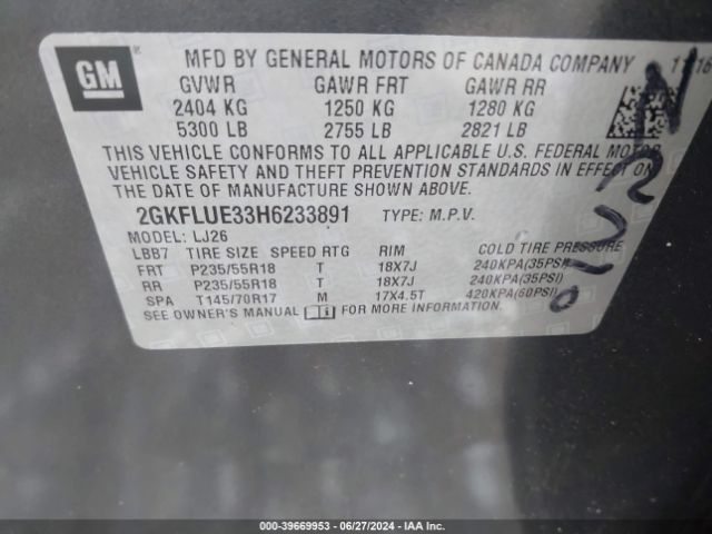 2GKFLUE33H6233891 GMC Terrain Slt