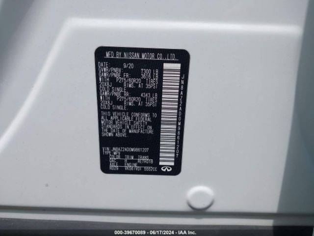 JN8AZ2AD0M9861207 Infiniti QX80 LUXE