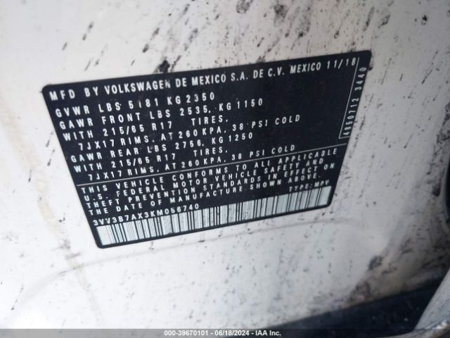 3VV3B7AX3KM056740 Volkswagen Tiguan