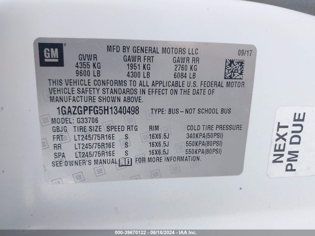 Chevrolet Express 3500 Lt 2017 1GAZGPFG5H1340498 Image 9