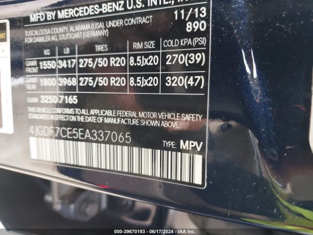 4JGDF7CE5EA337065 Mercedes-Benz Gl 450 4matic