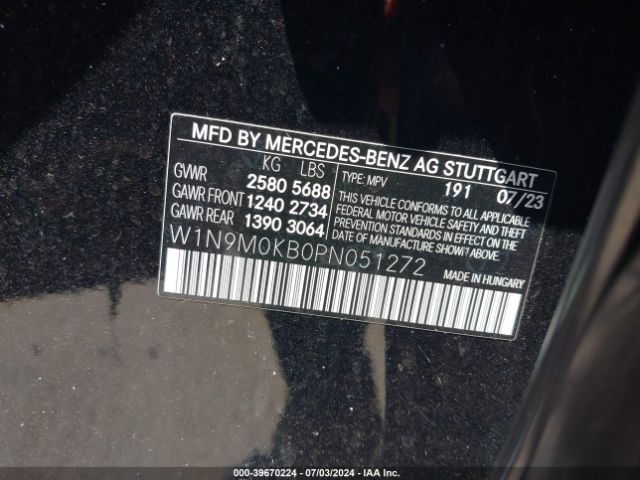 W1N9M0KB0PN051272 Mercedes-Benz Eqb 300 Suv 4matic