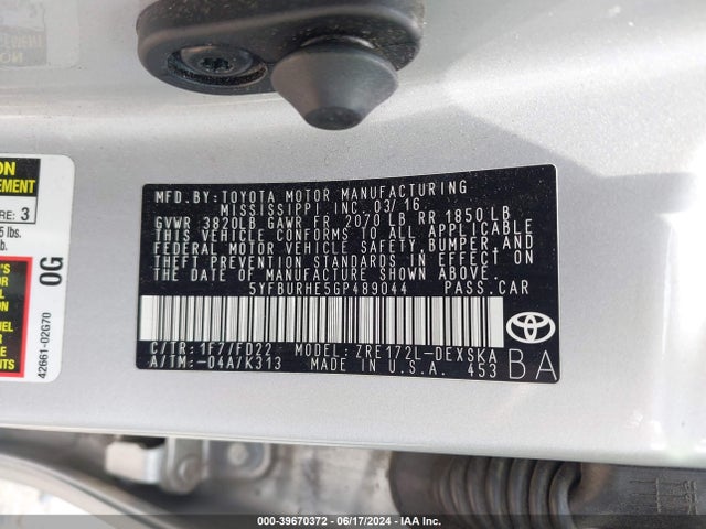 Toyota Corolla S 2016 5YFBURHE5GP489044 Image 9