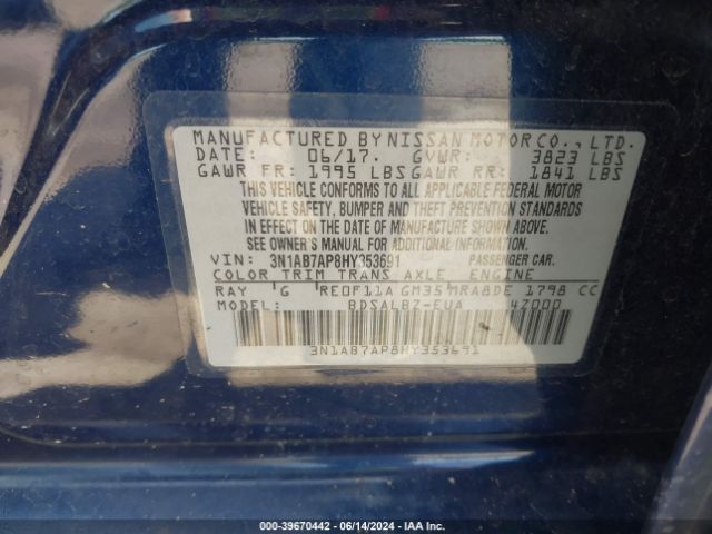 3N1AB7AP8HY353691 Nissan SENTRA S